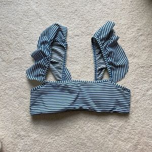 Striped bikini top with ruffles